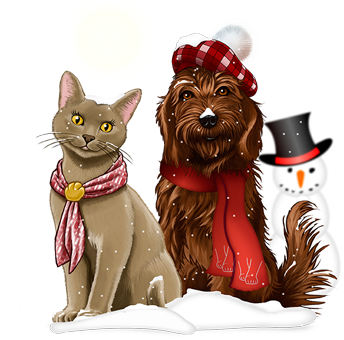 Marjory (Katze) u. Mortimer (Hund) empfehlen in ihrem Online-Shop gesundes Katzenfutter u. Hundefutter