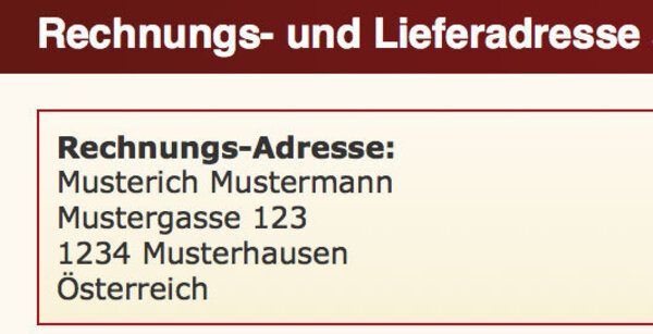 Rechnungs- u. Lieferadresse kontrollieren
